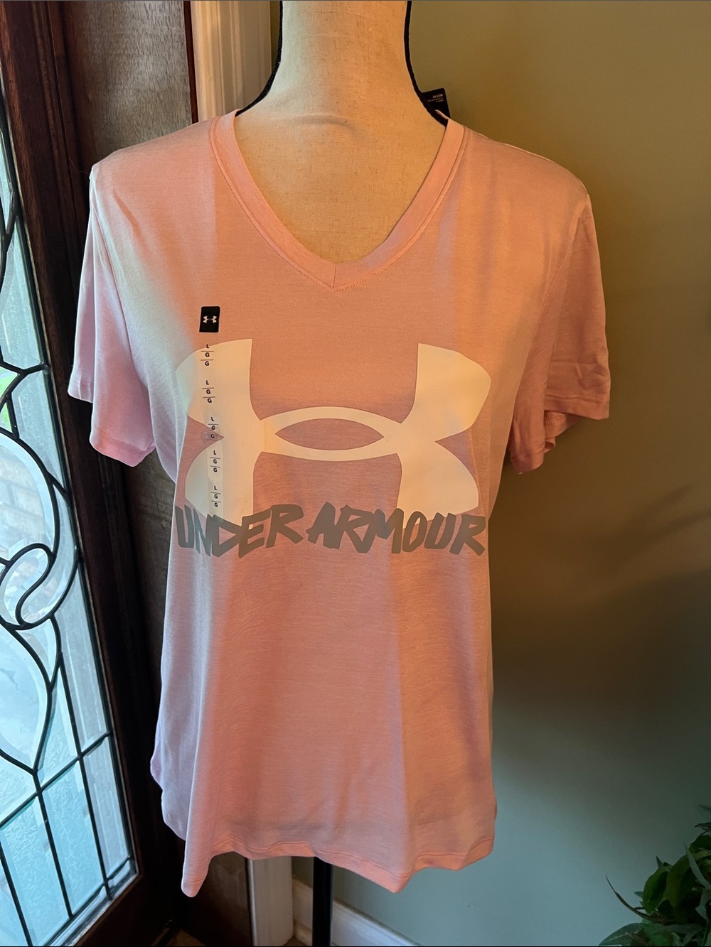Under Armour Light Pink V-Neck Logo Tee